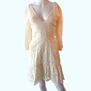 Express ivory embroidered low back Dress size medium